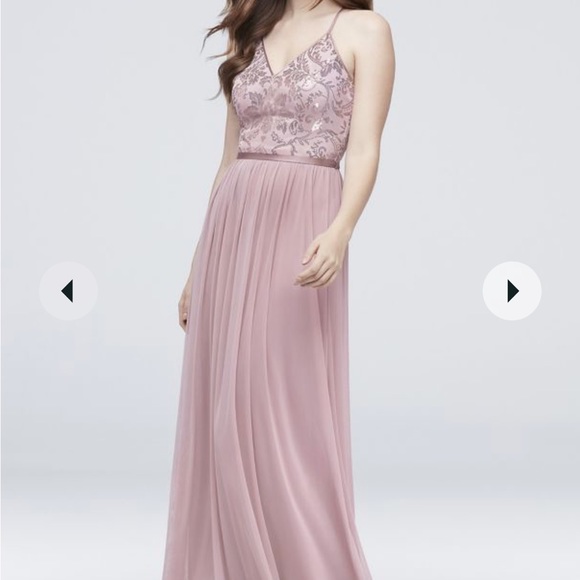 NWT 0 Slate / Dusty Blue Full Length Maxi Sequin Dress / Gown Bridesmaid / Prom - Picture 4 of 11